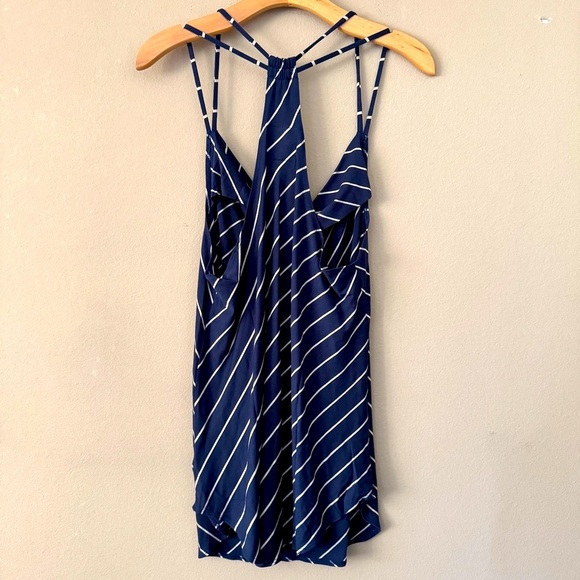 NWT Chaser Halter Cowl Neck Tank Top Navy Bias Stripe XL - Picture 6 of 6